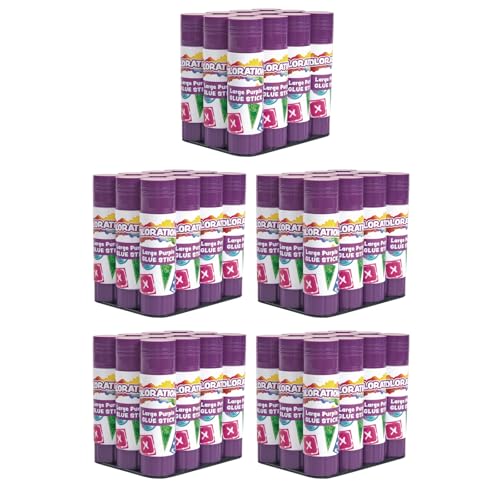 Colorations Purple Glue Sticks, Set of 60, Stick 0.88 oz, Dries Clear