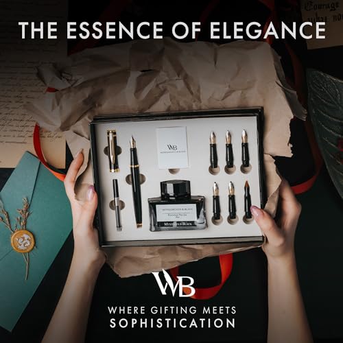 Wordsworth & Black Luxury Calligraphy Pen Set for Writing, 6 Nibs, Black