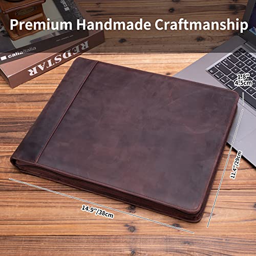 Geslun Leather 7 Ring Check Binder, 3-On-A-Page for 600 Checks (9 x 13”)