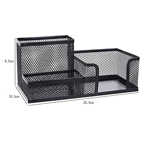 EliteBloom File Magazine Folder Holder File Rack Wrought Iron Metal Mesh Storage Box Office Desktop File Storage Box 3 Grid Student Dormitory Pencil Pen Storage Holder File Organizer (Black)