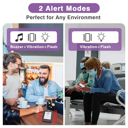 Daytech Restaurant Pager System Paging Buzzer System Beepers Wireless Rechargeable Calling System for Restaurant Hotels Food Truck Cafe Shop Clinic with 16 Coaster Pagers