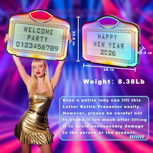 LED Bottle Service Sign with Color Change, 4 Letter Sets & 2 Number Kit