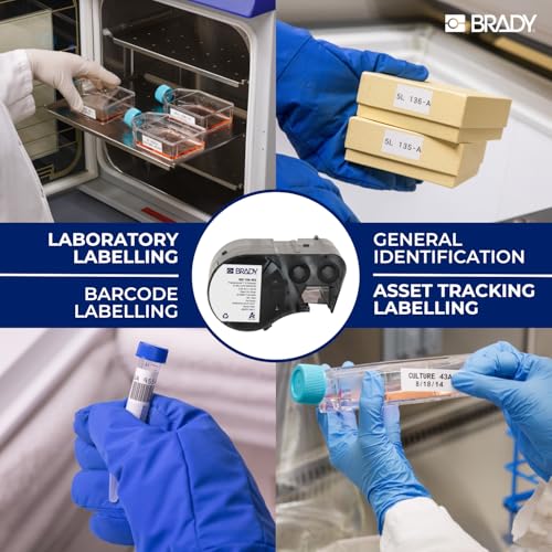 Brady Authentic (M5-117-492) FreezerBondz™ Ultra-Thin Cryogenic Polyester LBL 0.5 x 0.9 x 0.44Dia Black on White, 240 Labels. for use with the BMP51 and M511 Label Printers