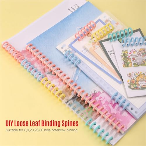 Book Rings Clips 50pcs Plastic 30-Hole Loose Leaf Binders Ring Binding Spines Combs 85 Sheets Capacity(Pink)
