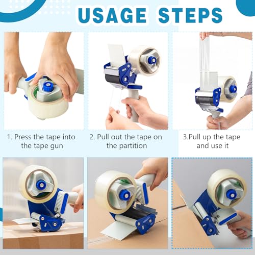 WILLBOND 3 Inch Wide Tape Gun, 4 Pack, Blue