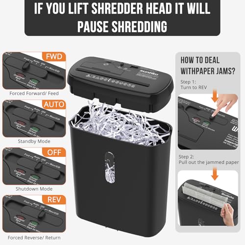Black Paper Shredder for Home Office 10-Sheet Strip Cut Metal Shredder Machine with 3.17-Gallon Bucket P2 Security Level Shreds CD and Credit Card ETL Certified Jam Proof