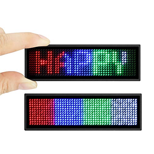 LED Name Tag 2 Pack, OUHL LED Name Badge Upgraded Cellphone Programmable Price Tag for Restaurant Shop Exhibition (Multicolored)