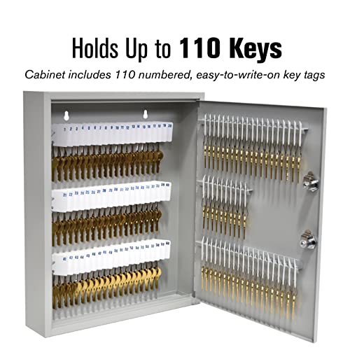 STEELMASTER by BankSupplies 110 Key Cabinet | Dual Lock Control Key Box | Welded 22 Gauge Steel Construction | Scratch Resistant | Write-On Key Tags for Easy Identification