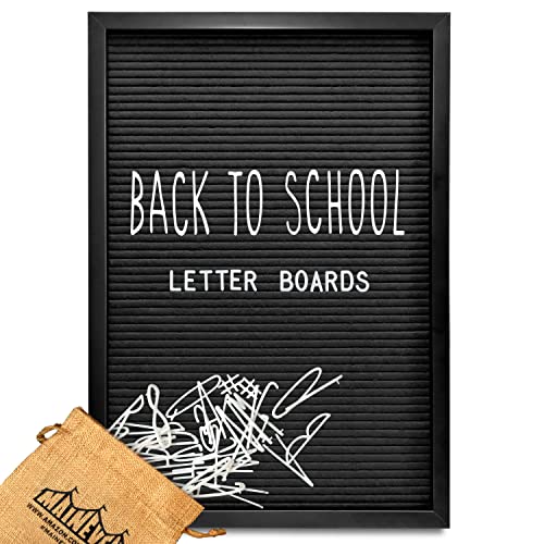 Letter Board Sign Felt Board with Skinny Pre Cut Letters 12x17 Inch Black