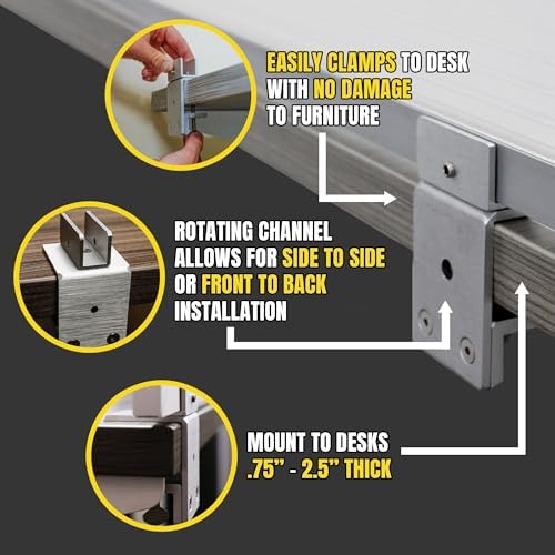 OBEX Polycarbonate Office Desk Mounted Privacy Screen Adjustable Table Top Panel Divider, Universal Aluminum Bracket-USA Made, 18" x 72", White