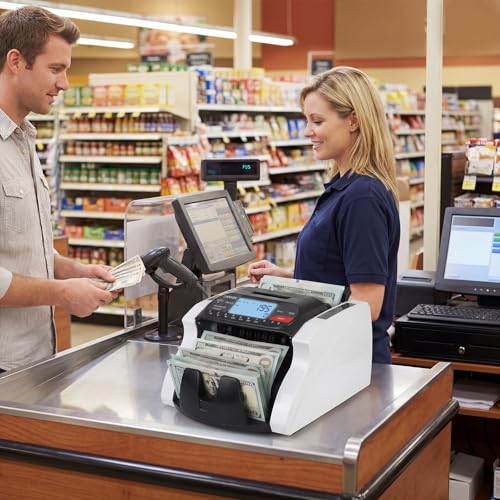 Festisoul Money Counter Machine with Bill Value Counting, Professional Currency Equipment for USD Euro, UV MG IR Counterfeit Detection, 1000 NPM, Cash Counting Tool for Business Retail Office Bank