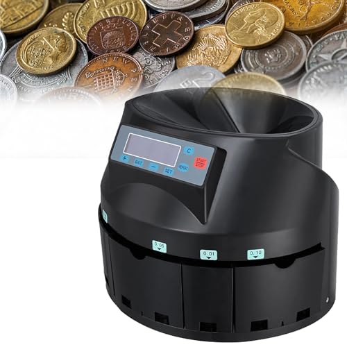piudoiliy Coin Sorter Counter, Automatic Coin Sorter,with LED Display, 300 Coins/Minute,for School Store Subways, Buses and Laundries
