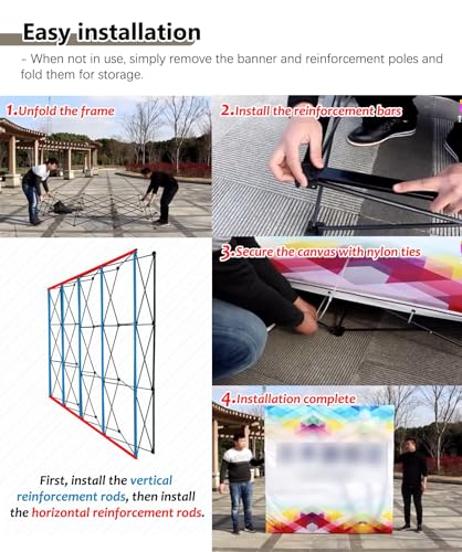 EXCLURA Show Exhibit Display Booth Stand with Fixing Strips + Back Support Bars, Tension Fabric Holder for Exhibition Wedding Conference Party Event(2.3mx2.3m(7.5ftx7.5ft))