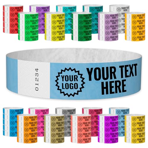 WristCo Sky Blue Custom Imprint Wristbands - 10,000 Tyvek - Select Qty
