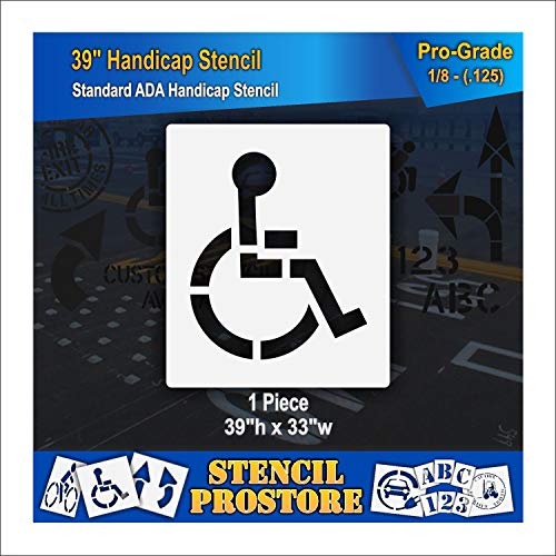 Parking Lot Stencil - 39" - ADA Handicap Stencil (3" Stroke) - 39'' x 33'' x 1/8" (128 mil) - Pro-Grade