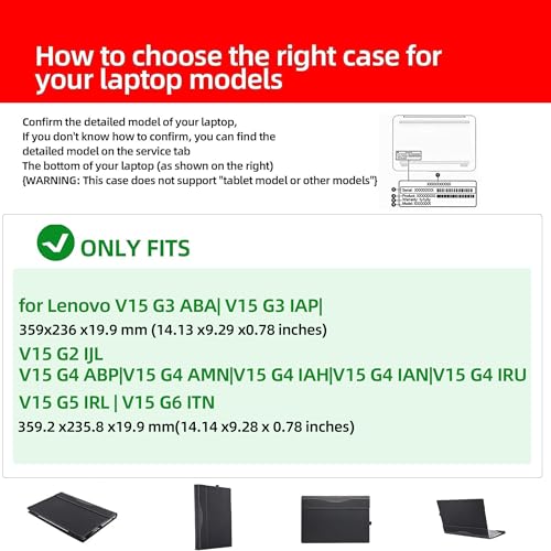 Laptop Cover for Lenovo V15 G5 IRL|V15 G3 ABA|V15 G3IAP|V15 G2 IJL| V15 G4 ABP| V15 G4 AMN |V15 G4 IAH|V15 G4 IAN|V15 G4 IRU15.6 Laptop Case PU Leather Inner Pocket Cover (Gray-Black)