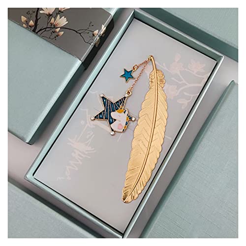 Bookmark Feather Metal Bookmark with Chain for Book Lovers Writers Readers Children Teens Men Women 8 Styles Metal Bookmark (Color : 4) (7)