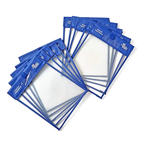 hand2mind Reusable Heavy Duty Clear-Vu Dry Erase Pockets for Students, Dry Erase Office Supplies, Teacher Supplies for Classroom, School Supplies, Classroom Supplies (Pack of 10)