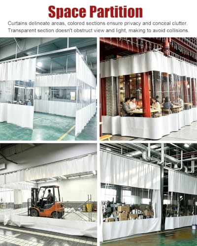 Garage Divider Curtain White, Vinyl Curtain, Work Area Room Separation Wall