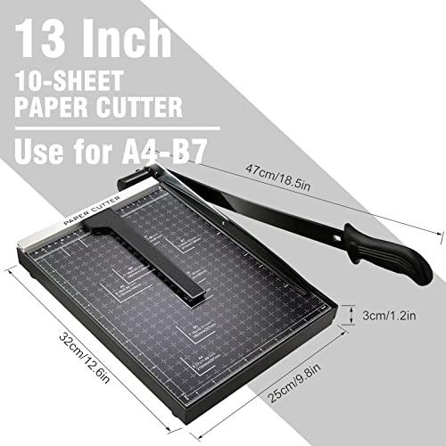 A4 Professional Paper Cutter Lever Cutter 47 cm Metal Cutter 32 x 25 x 3 cm Rotary Cutter Photo Cutter for School and Office, Black