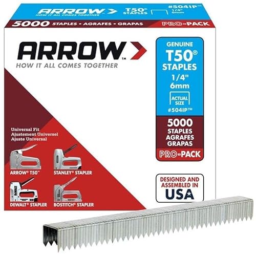 Arrow Fastener General-Purpose Staples 504IP - for T50 Staple Gun, T50 Stapler - 2 Pack, 1/4 in.