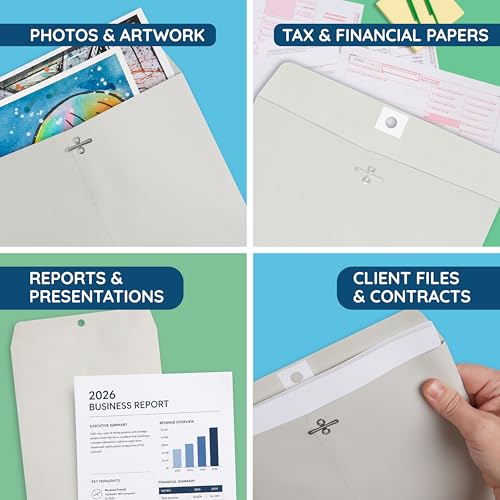 Blue Summit Supplies 100 9" x 12" Gray Kraft Clasp Envelopes, Gummed