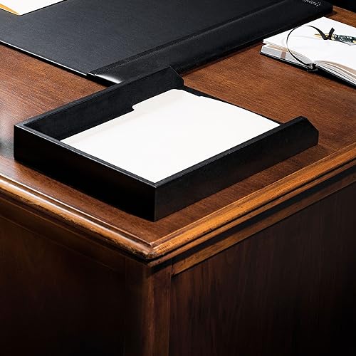 Dacasso Black Bonded Leather Luxury 3 Piece Desk Set - Blotter Pad & Desk Mat Organization Essentials - Executive Decor and Surface Protector