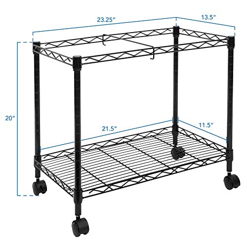 Mount-It! Rolling File Cart with Locking Casters, Mobile Filing Cabinet for Letter and Legal Size Folders, Commercial Grade Steel with Storage Shelf, Fits Under Desk, Black | 23" W x 13.5" D x 20" H