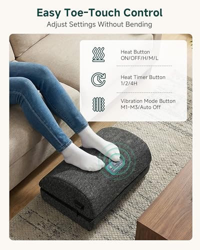 Snailax Heated Foot Rest Under Desk at Work, Ergonomic Vibration Foot Stool