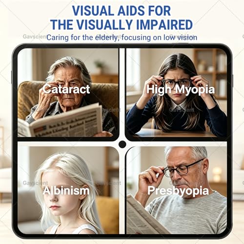Portable Digital Magnifier, 5.5 inch Display Screen 2X/8X/15X/32X Electronic Reading Aid, Dual Camera Screen Lock Electronic Magnifier, for Visually Impaired