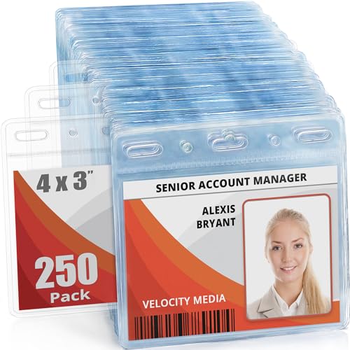 4x3" Horizontal ID Name Badge Holder - Quick Load Zipperless, 250 Pack