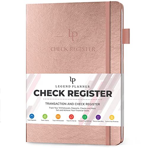 Legend Check Register for Personal Checkbook, Ledger Book, Rose Gold
