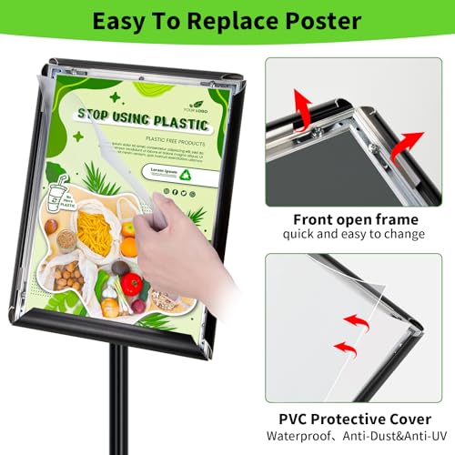 Adjustable Pedestal Sign Stand, Floor Standing Sign Holder for Display