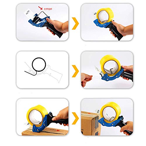 Tape Dispenser Premium Pistol Grip Hand Held 60mm Desktop Home Office Packing Ideal for High Volume Parcel Sealing Packing (Color : Yellow) (Orange)