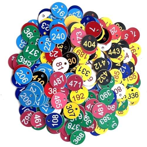 Circular Number tag, Round ABS Engraved Number Discs Key Tags, Pack of 500/1000 Labels for Cabinet Coding Storage Organizer Multicolor
