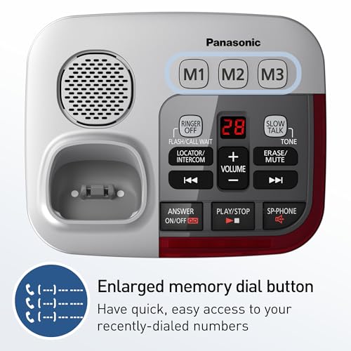 Panasonic 1 Handest Amplified Cordless Phone with Slow Talk, 50dB Volume Boost, 112dB Lound Visual Ringer, Hearing Aid Compatibility, Large Screen and Backlit Keypad - KX-TGM450S (Silver)