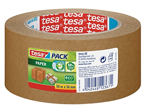 Tesa Pack of 3 EcoLogos Kraft Packaging Tape 50 mm x 50 m