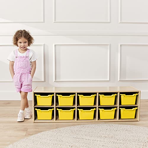 ECR4Kids Scoop Front Storage Bins, Multipurpose Organization, Yellow, 10-Piece