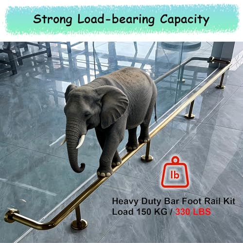Bar Counter Footrest Guardrail L 3 5 7 9 11 13 15 17 19ft, Home Kitchen Island Leg Support Pole, Commercial Pub Foot Rest Rail Hardware(Silver,L 3ft/91cm)