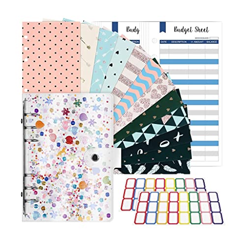 A6 Budget Binder with Cash Envelopes, PVC Notebook, for Money Budgeting Saving