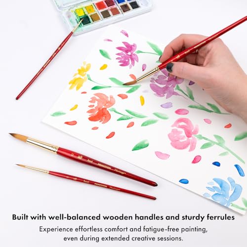 Princeton Artist Brush Co. Heritage 4-pc Synthetic Set of Sable Watercolor Brushes Professional – Sable Paint Brushes for Watercolor Painting for Detail, Control & Versatile Stroke Sizes 3/0, 3, 8, 12