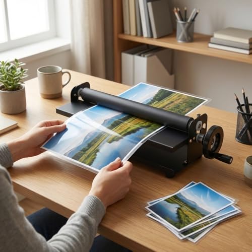 A3 Manual Cold Laminator, 13.8" Portable Hand-cranked Cold Press Laminator, 2mm Laminating Thickness, for Photos, Posters, Documents, Postcards