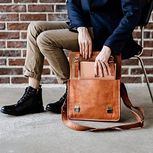BERLINER BAGS Full Grain Leather Messenger Bag For Men York M, Brown
