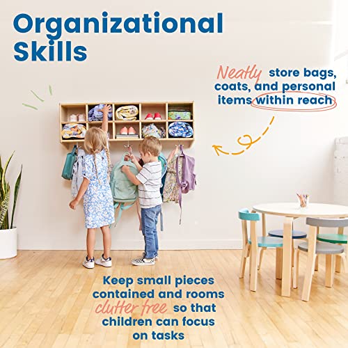 ECR4Kids Streamline 10-Section Hanging Coat Locker with 10 Scoop Front Bins, Cubby Storage, Blue