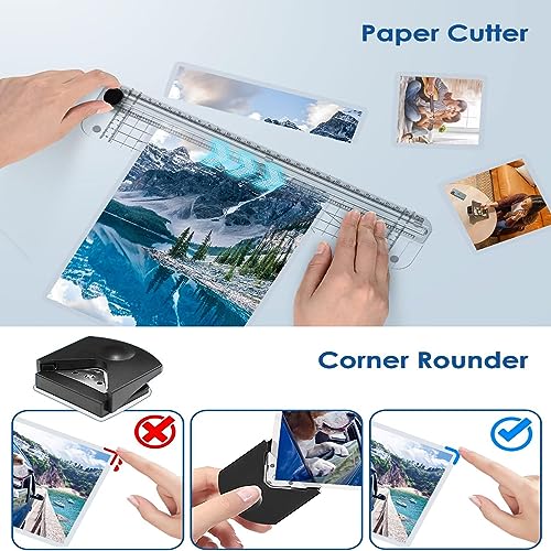 Laminator Machine with Indicator Light, Portable Personal Laminator, Never Jam 40 Laminating Pouches and 2Min Fast Warm-up, Low Noise and 115°C-145°C Temperature Adjusted, for Office, School