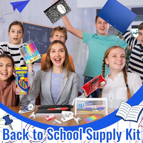 2 Set Back to School Supplies Kit for 7-12 Grades Middle School Student Bulk Back to School Essentials Includes Notebook Markers Pencil and Much More Back to School Supply