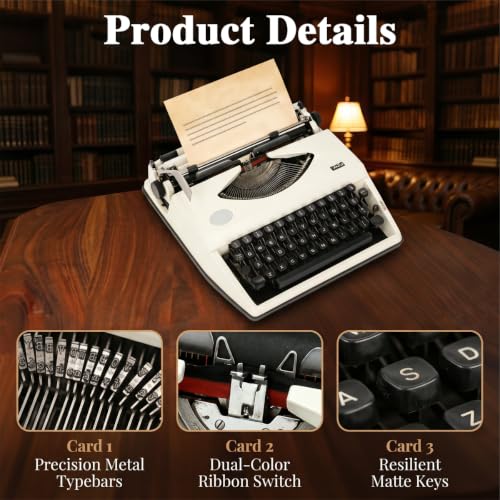JAFANAWATAD Manual Typewriter, 1980s Vintage Mechanical with Black Ribbon