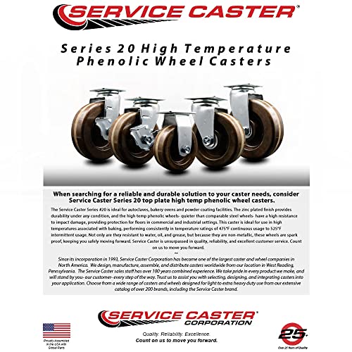 6 Inch High Temp Phenolic Swivel Caster with Roller Bearing and Brake SCC