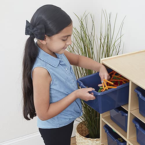 ECR4Kids 10 Cubby Mobile Tray Cabinet and 10 Scoop Front Bins, 5x2, Kids Furniture, Navy