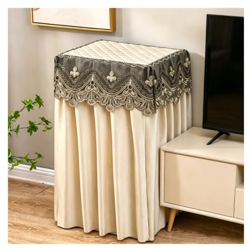 CHZDPP Customizable Safety Cover with Lace, Safe Cabinet Protector Cover for Beverage Refrigerator/Freezers/Washing Machine, 6 Color Safe Cover Disguise(Beige,38x34x60cm/15x13x24in)